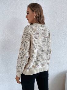 SHEIN Unity Jersey de space dye de hombros caídos - Caqui - Ver 2