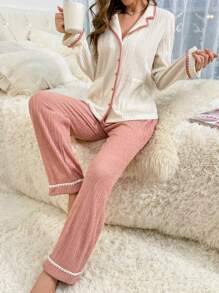Set homewear ribete en contraste