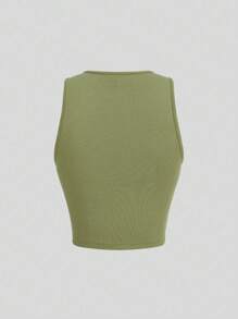 SHEIN MOD 人像圖案背心上衣 - 軍綠色 - 查看 2