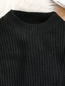 SHEIN Cô gái Tween Hai âm Viền Ruffle Thắt lưng Váy áo thun - Đen và trắng - Xem 4