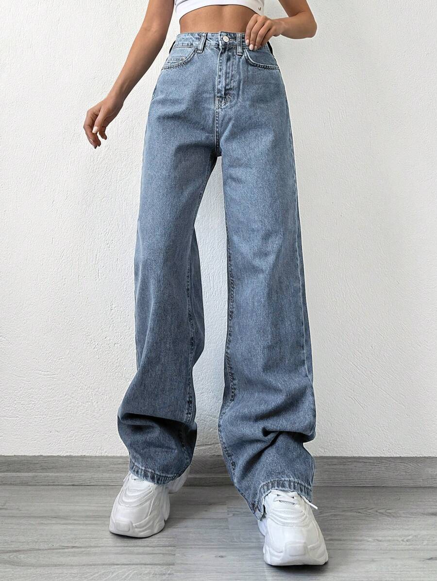 Cottnline Jeans De Pierna Recta Para Mujer - Azul - Ver 1