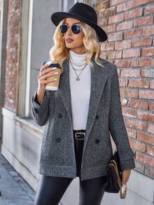 GENKIRA Cổ áo Đôi ngực Áo vest - Nhiều màu - Xem 3