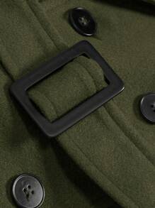 Manfinity Homme Nam Cổ áo Chi tiết nút buộc Áo khoác - xanh quân đội - Xem 7