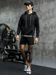 Gym Rark Áo nỉ thể thao nam in chữ, có túi kangaroo và dây rút. - màu đen - Xem 8