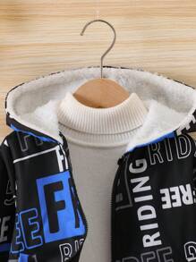 SHEIN Chàng trai trẻ Đồ họa Chữ cái Lót nhiệt Áo trùm đầu Không có áo len - Nhiều màu - Xem 6