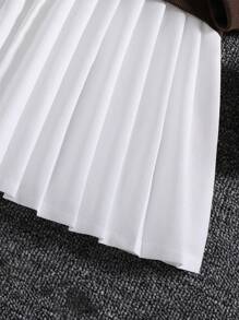 SHEIN Chica Joven Vestido sudadera con capucha con estampado de oso bajo fruncido