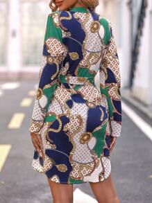 SHEIN Clasi In Dây chuyền Cổ có Lỗ hổng Váy có thắt lưng - Nhiều màu - Xem 2