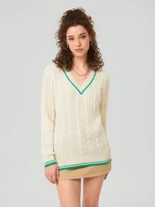 Forever 21 Women's Long Sleeve V-neck Pullover Sweater