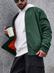 Manfinity Homme Men Plus Zip Up Bomber Jacket