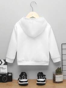 Young Boy Splash Ink & Soccer Print Hoodie - White - View 2