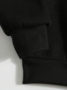 Plus Letter Graphic Thermal Lined Sweatshirt - Black - View 4