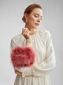 MOTF PREMIUM FEATHER CHAIN STRAP BAG - Baby Pink - View 1