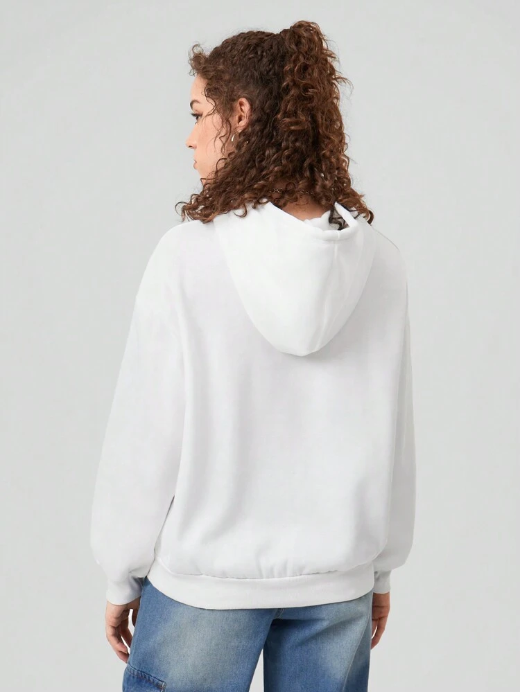 Women's Motorcycle Printed Drawstring Hoodie