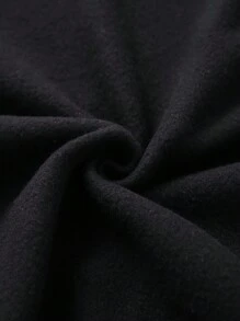 SHEIN EZwear 標語&天使印花抽繩加絨內裏連帽衫 - 黑色 - 查看 6