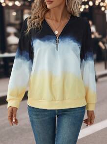 EMERY ROSE Ombre Half Zip Drop Shoulder Sweatshirt - Multicolor - View 3