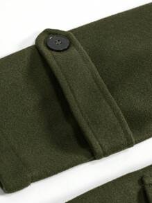 Manfinity Homme Nam Cổ áo Chi tiết nút buộc Áo khoác - xanh quân đội - Xem 8