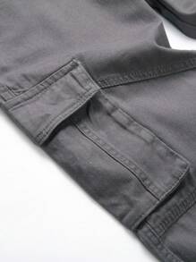 Men Flap Pocket Cargo Jeans - Dark Grey - View 5
