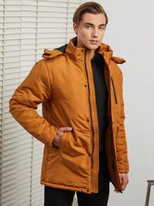 RueChic Homme Doudoune Zippé À Bouton À Capuche