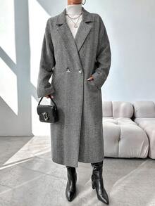 EURMUSE 女士魚骨紋尖領羊毛外套