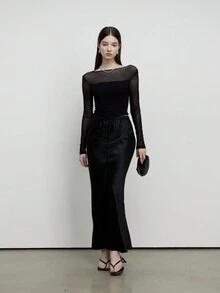 Falda sirena unicolor - Negro - Ver 5