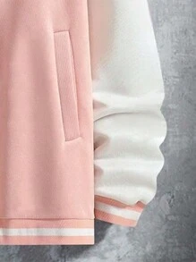 Manfinity Homme Lỏng lẻo phù hợp Nam Diễn đạt In Sọc trang trí Chặn màu Áo khoác Đại học - Nhiều màu - Xem 4