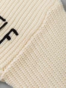 Manfinity Men Slogan Graphic Drop Shoulder Distressed Sweater - Apricot - View 5