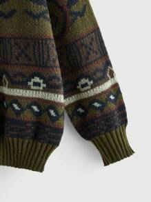 ROMWE Fairycore Geo Pattern Drop Shoulder Sweater - Multicolor - View 4