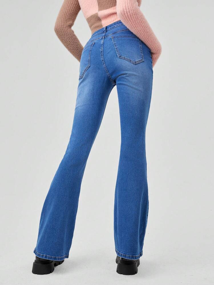Ripped Flare Leg Jeans