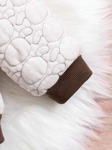 SHEIN Baby Girl Dog Embossed Contrast Trim Bomber Quilted Coat