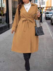 Calvaya 大尺碼風衣 - 卡其色 - 查看 5