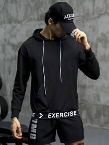 Gym Rark Áo nỉ thể thao nam in chữ, có túi kangaroo và dây rút. - màu đen - Xem 6