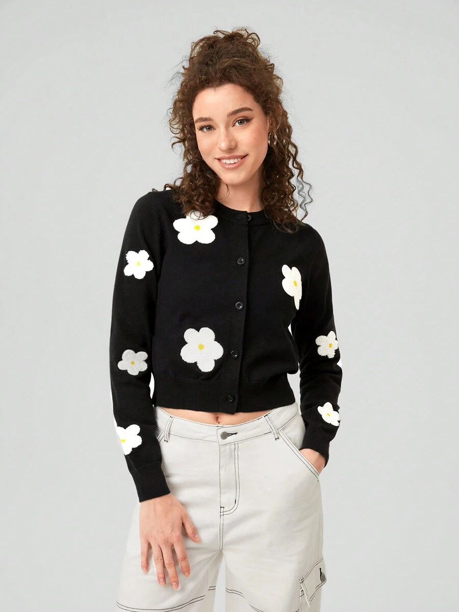 Forever 21 Ladies' Casual Floral Pattern Long Sleeve Cardigan - Multicolor - View 1