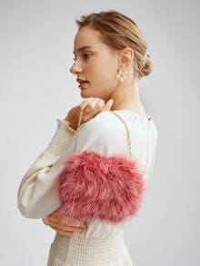 MOTF PREMIUM FEATHER CHAIN STRAP BAG - Baby Pink - View 6