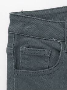 SHEIN Chica adolescente Jeans de pierna amplia desgarro - Gris - Ver 5