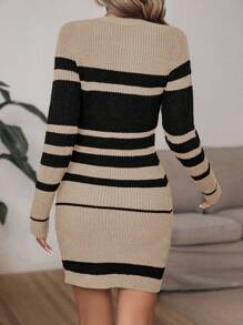 SHEIN LUNE Striped Pattern Sweater Dress - Multicolor - View 2