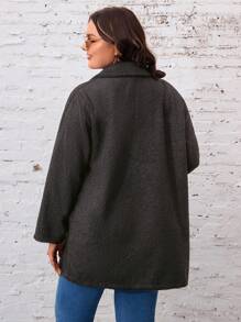 SHEIN LUNE Plus Waterfall Collar Open Front Coat - Multicolor - View 2