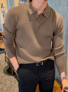 DAZY Men Ribbed Knit Sweater,Fall Clothes Business Attire - Camel - View 1