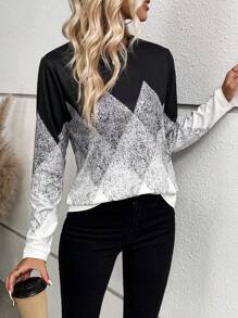 EMERY ROSE Colorblock Round Neck Tee Graphic Tees Women Tops - Multicolor - View 6