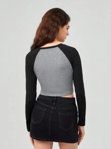 Forever 21 Women's Crop Top With Character And Letter Print Designs And Raglan Sleeve - Multicolor - View 2