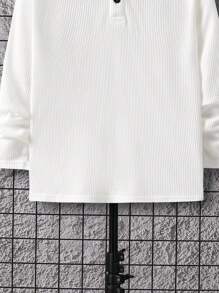 SHEIN Tween Boy Button Front Tee - White - View 5