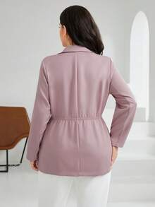 Mulvari Hơn Cổ áo Chi tiết về Flap Nút đơn Áo vest - Bụi hồng - Xem 3