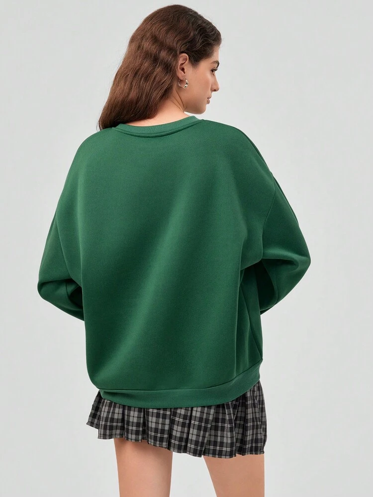 Green Sweatshirt With Text Print