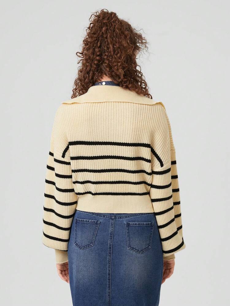 1pc Women's V-neck Stripe Sweater