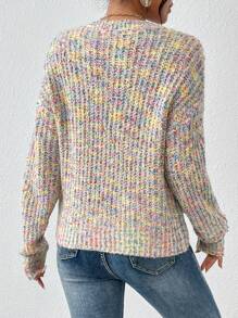 SHEIN Essnce 段染落肩袖套頭毛衣 - 彩色 - 查看 2