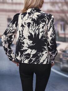 SHEIN Clasi 植物圖案前紐扣襯衫