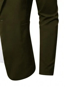 Manfinity Mode Men 1pc Solid Single Button Blazer - Army Green - View 4