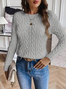 EMERY ROSE Jersey tejido de cable de hombros caídos