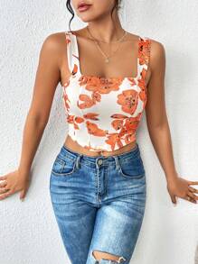 Chiquease 印花短款寬背帶上衣