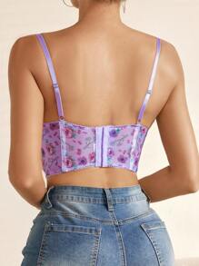 SHEIN 印花腰部拼接蕾絲訓練器上衣