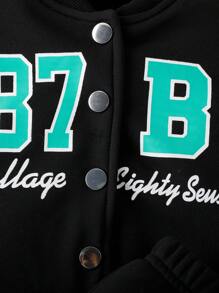 Đứa bé trai Đồ họa Chữ cái Khối màu Áo khoác bomber & Quần nỉ Without Tee - màu xanh lá - Xem 5